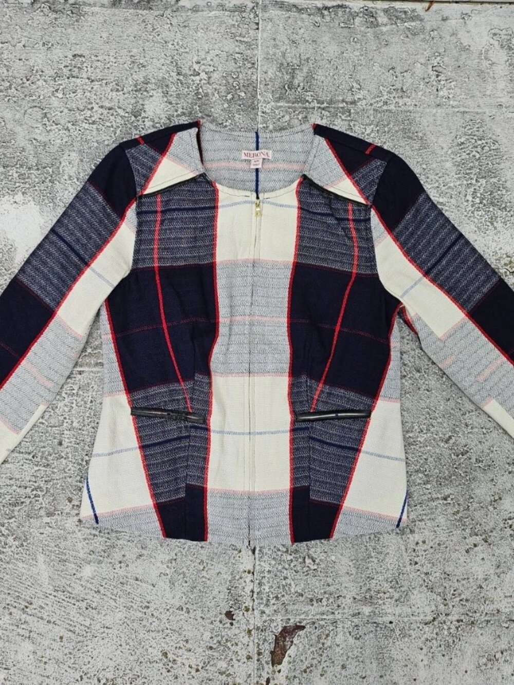 Merona Women Blazer Multi Color Zip Up Jacket Long Sleeve Cardigan Coat Size S/P